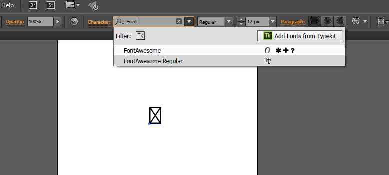 Changing font to Font Awesome in Adobe Illustrator CC