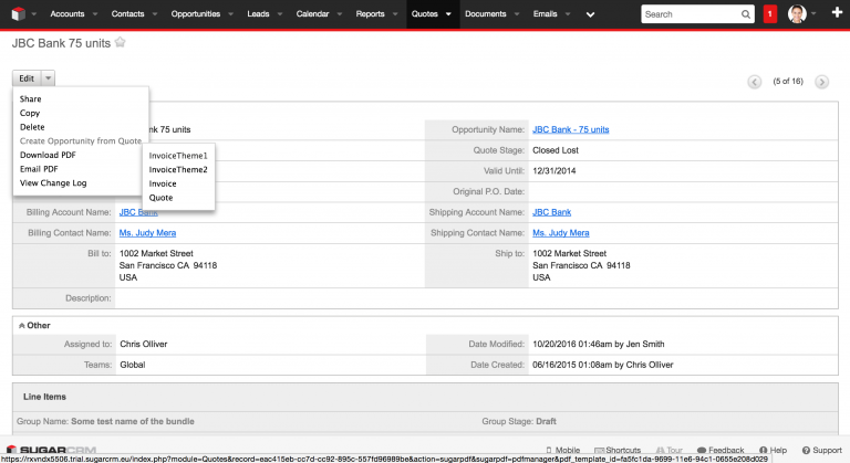 SugarCRM quote-download-pdf