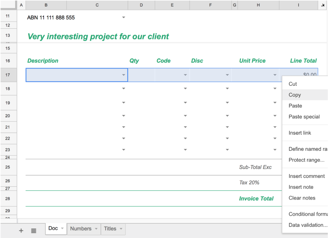 An image showing how to change a line item