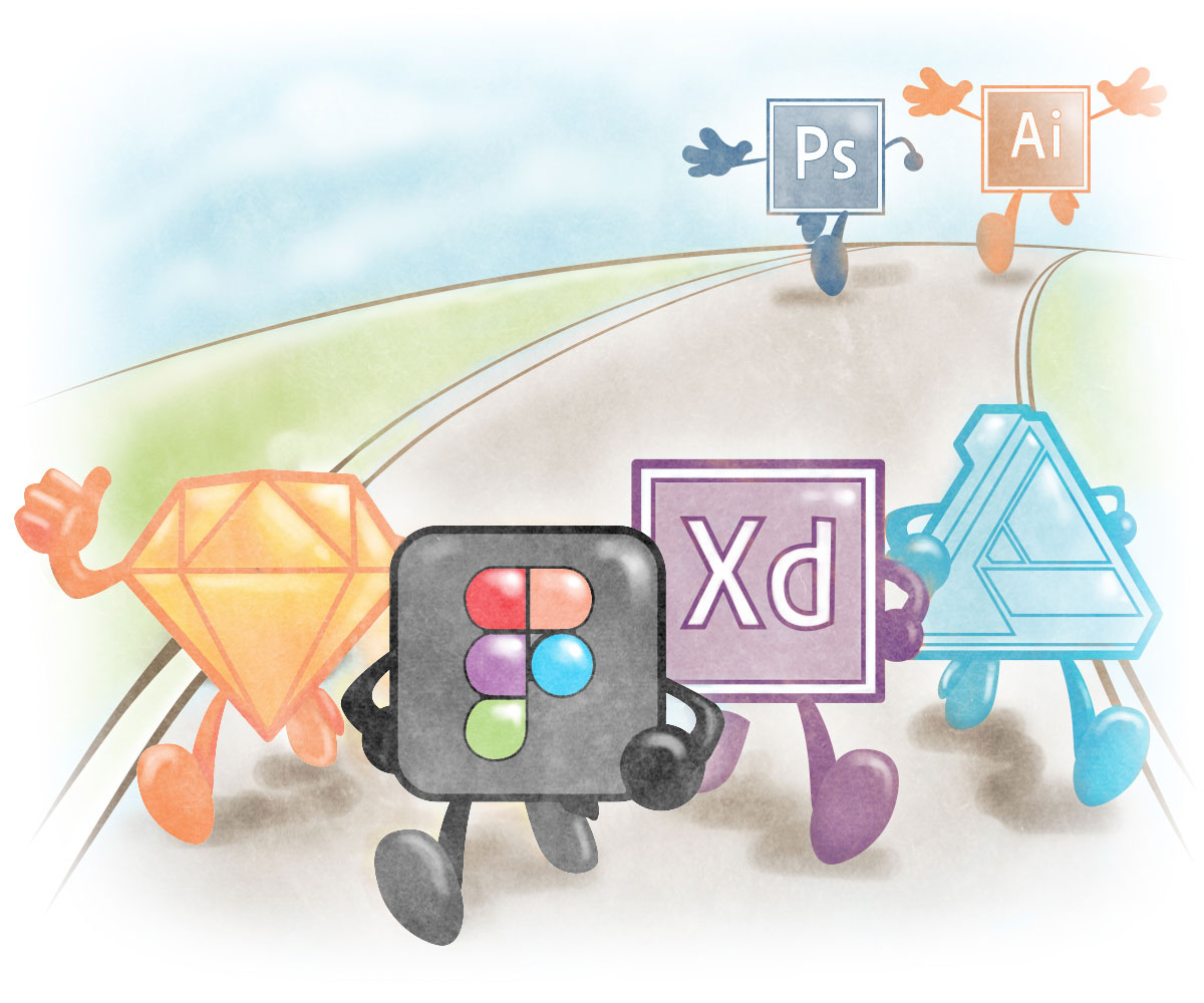 Figma, Sketch, Adobe XD, Affinity Designer, Photoshop, Illustrator competition